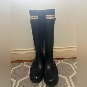 Hunter Black Wide Calf Waterproof Boots